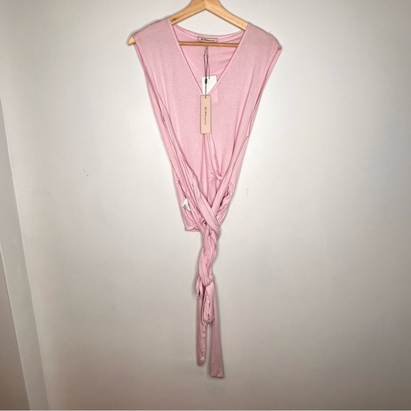 NEW BCBG tie back wrap bodysuit ribbed Lilac bodysuit XL - Picture 6 of 7